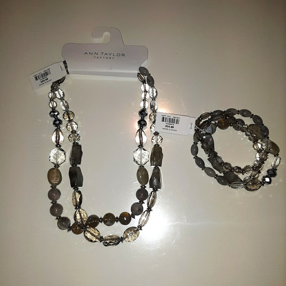 ATF Stone Beaded Necklace & Bracelet Set. - Picture 1 of 5